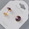 أقراط مسمارية Xuping بكريستالات Swarovski لون عنابي، قطر 10مm، طلاء ذهبي 18K