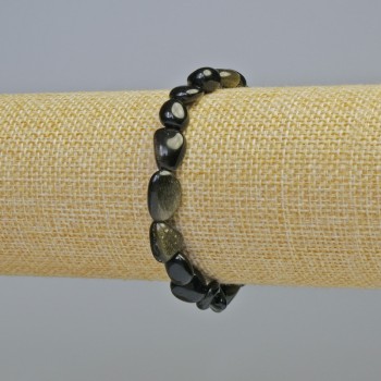 سوار أوبسيديان شمسي حجر طبيعي مصقول بالطنبلة، قطر 8x10mm+- (مطاطي)، طول 18cm+