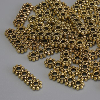 إكسسوار فاصل صفوف وصلة بلون المعدن الذهبي، القطر 16×5×2مم±، الثقب بقطر 2مم±، التعبئة 20غ (~36قطعة)