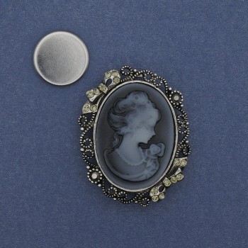 بروش بمغناطيس «كاميا سيدة» بأحجار الراين معدن فضي 41×33mm +