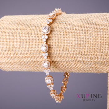 سوار Xuping أحجار بيضاء، طول 17-20 سm، سماكة 7 مm لون ذهبي