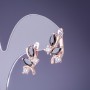 أقراط بكريستالات سوداء 19x12mm معدن ذهبي