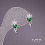 أقراط Xuping بأحجار خضراء 17x7mm روديوم