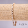سوار Xuping بحجارة بيضاء «اللانهاية»، سُمك 4mm، طول 17-19cm، مطلي بالذهب مع سلسلة تمديد