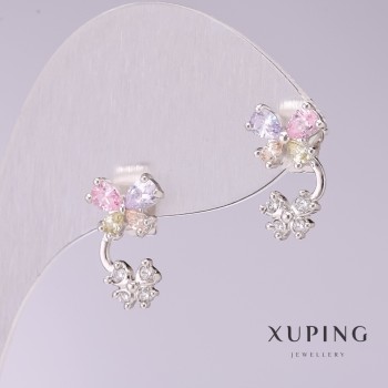 أقراط Xuping فراشات بأحجار متعددة الألوان 15x9mm روديوم