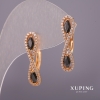 أقراط Xuping بأحجار راين بيضاء وأحجار سوداء 6×25مم مطلي ذهب 18K