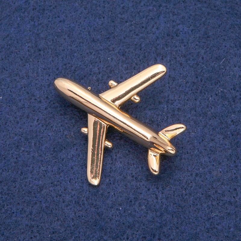 بروش طائرة معدن ذهبي 40x39mm