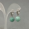 أقراط من حجر طبيعي جاديت (Jadeite)، القطر 12mm، الطول 18mm +