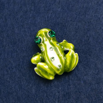 بروش ضفدع معدن ذهبي وحجارة لامعة ومينا 28×30mm +