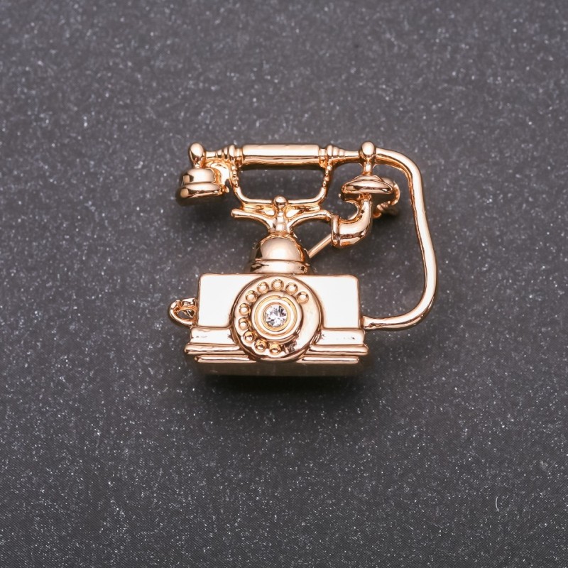 بروش هاتف معدن أصفر 27x24mm